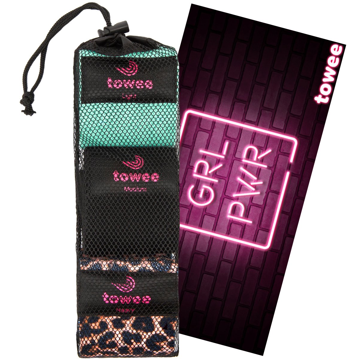 Faply Set of Booty Bands and Towels Grl PWR
