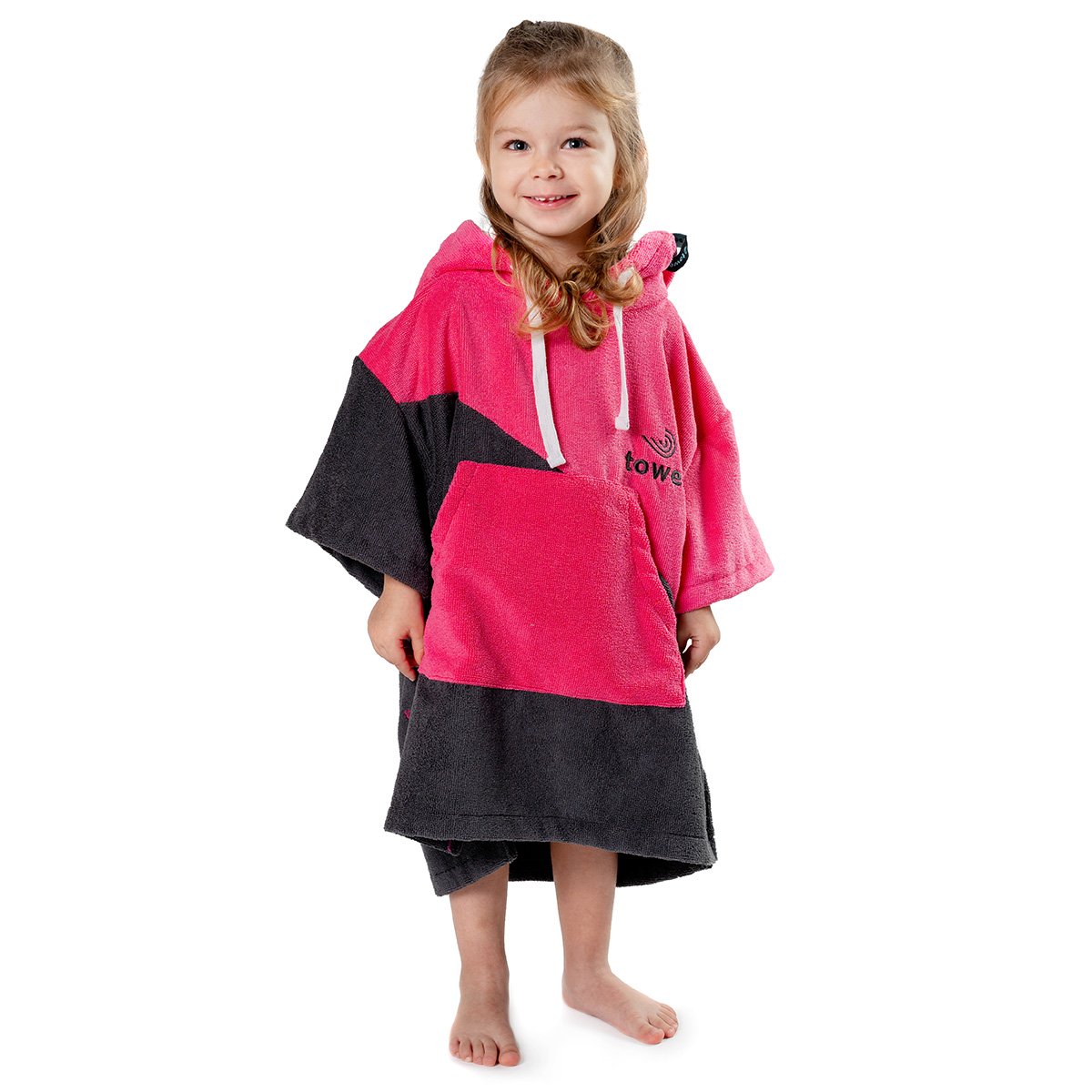 Bébé surf poncho double rose, 50 x 60 cm