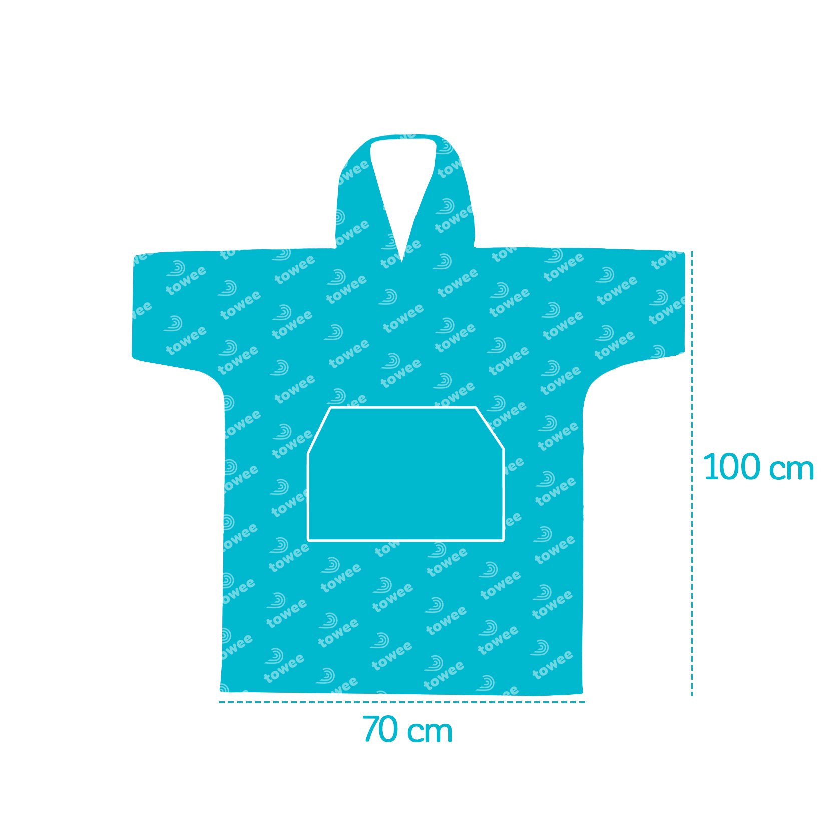 Onthracite surf Poncho Towee avec broderie blanche, 70 x 100 cm