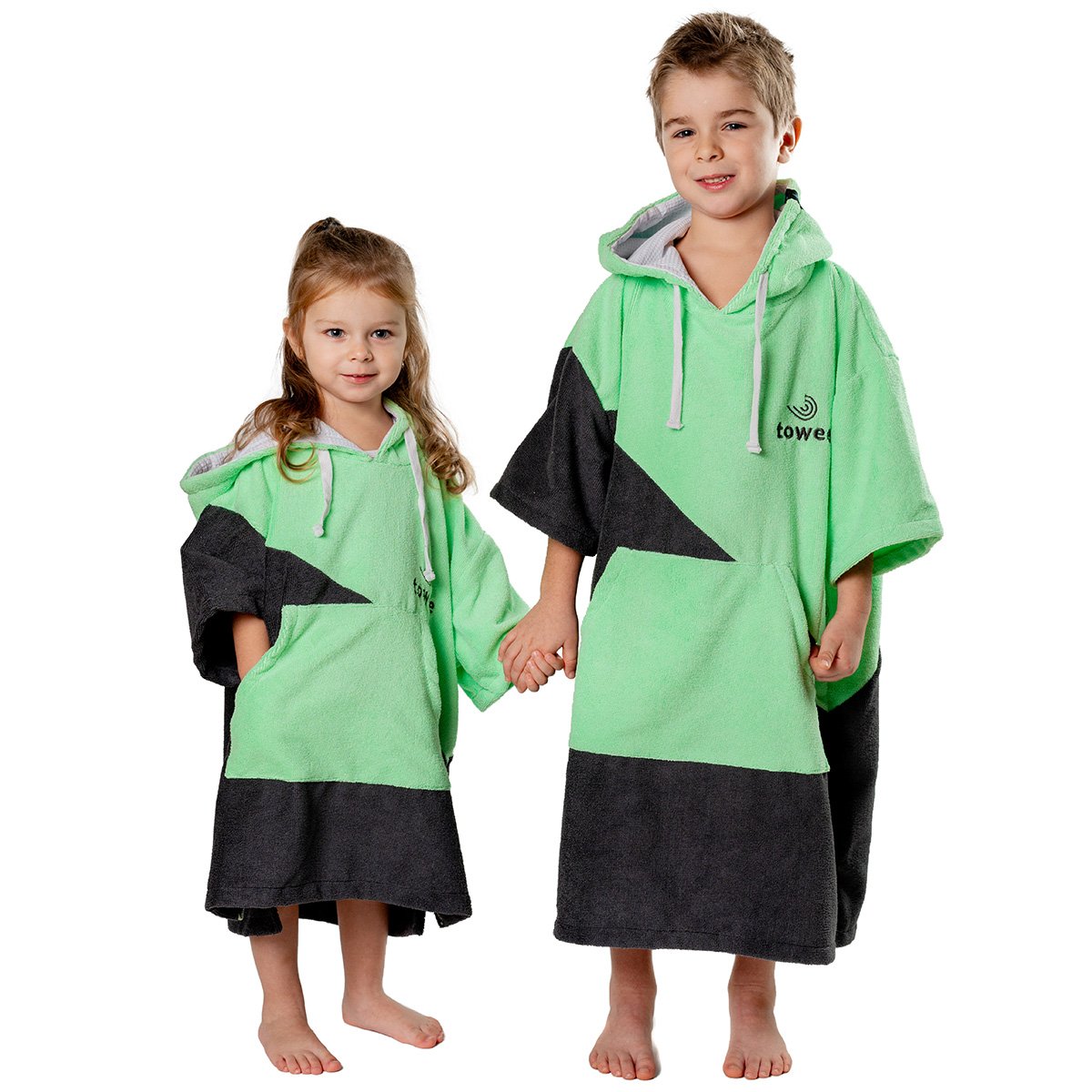 Bébé surf poncho double vert, 50 x 60 cm